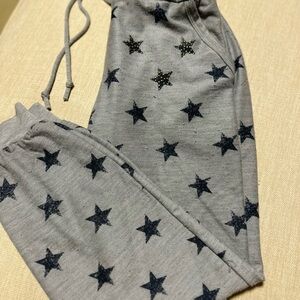 Gray Star Print Jogger Pants